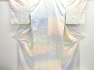 アンティーク　米沢紬　紅花染　横段織り出し着物